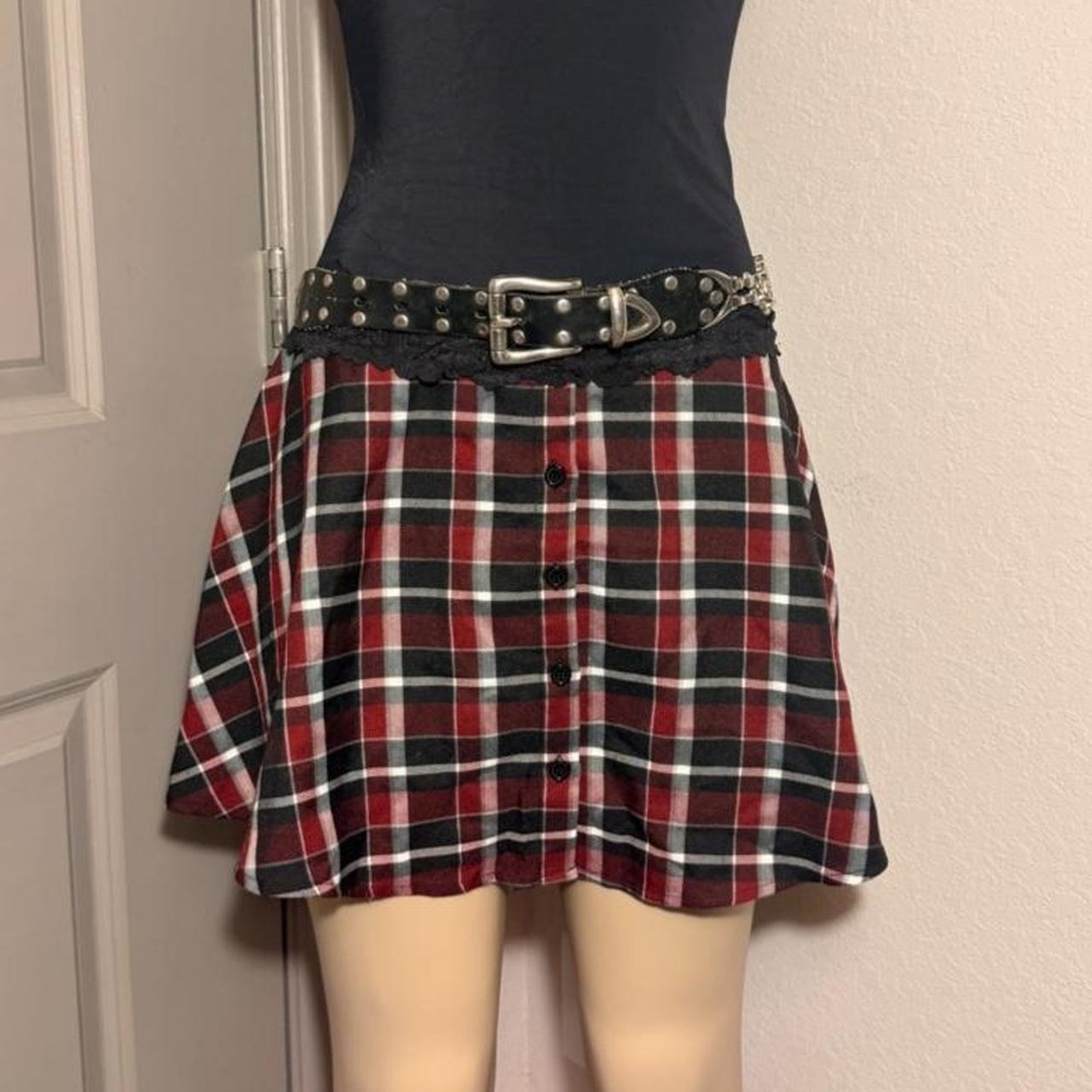 Gypsy Warrior red, maroon, and black skirt with buttons!